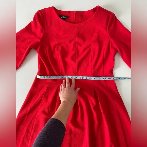 AGB Dress Midi Red 12 Large 3/4 Length Sleeves - Picture 10 of 11